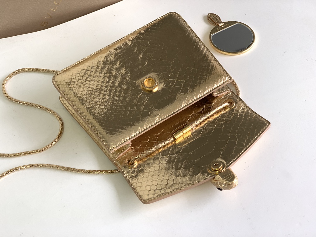 Bvlgari Serpenti Forever Small Crossbody Bag in Gold Python Skin